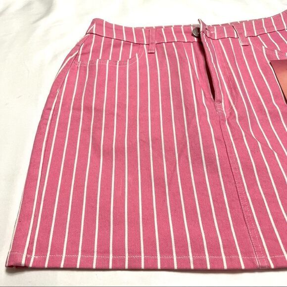 Victor Glemaud x Target Pink Pin Striped Denim Mini Jean Skirt Size 10 New - Picture 9 of 16